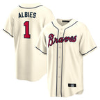 Atlanta Braves #1 Ozzie Albies Player Cream Fotopoulosg Home Game Stitched Jerseys