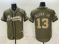 Atlanta Braves #13 Ronald Acuna Jr. Olive Fotopoulosg 2026 Armed Forces Day Stitched Jersey