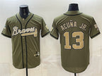Atlanta Braves #13 Ronald Acuna Jr. Olive Fotopoulosg 2026 Armed Forces Day Stitched Jersey