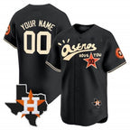 Custom Houston Astros Cactus Jack Style Vapor Premier Limited Jersey ¨C Black Fotopoulosg