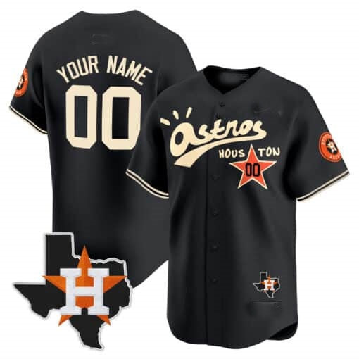 Custom Houston Astros Cactus Jack Style Vapor Premier Limited Jersey ¨C Black Fotopoulosg
