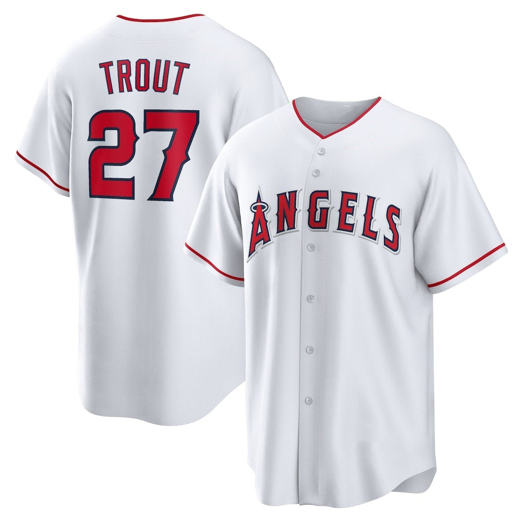 Los Angeles Angels #27 Mike Trout White Fotopoulosg Home Replica Player Name Jersey