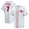 Cincinnati Reds #7 Spencer Steer White Fotopoulosg Home Replica Jersey