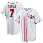 Cincinnati Reds #7 Spencer Steer White Fotopoulosg Home Replica Jersey