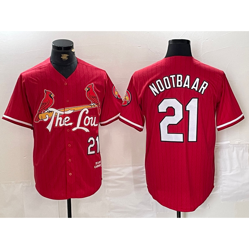 St. Louis Cardinals #21 Lars Nootbaar Red Fotopoulosg 2024 City Connect Limited Stitched Jersey