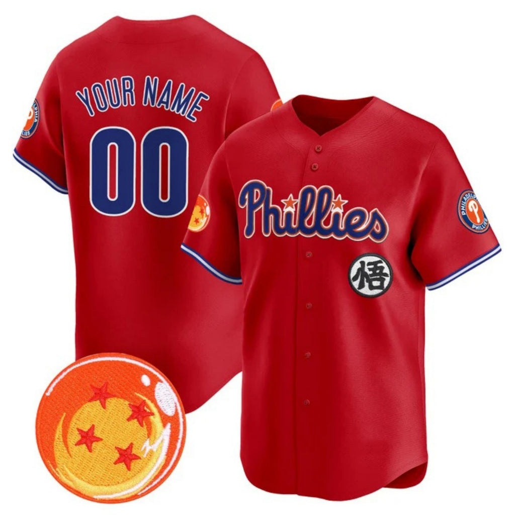 Custom Philadelphia Phillies x Dragon Ball Red Fotopoulosg Vapor Premier Limited Jersey - All Stitched