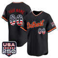 Custom Detroit Tigers Black Fotopoulosg USA 250 Fourth of July Vapor Premier Limited Jersey ¨C All Stitched