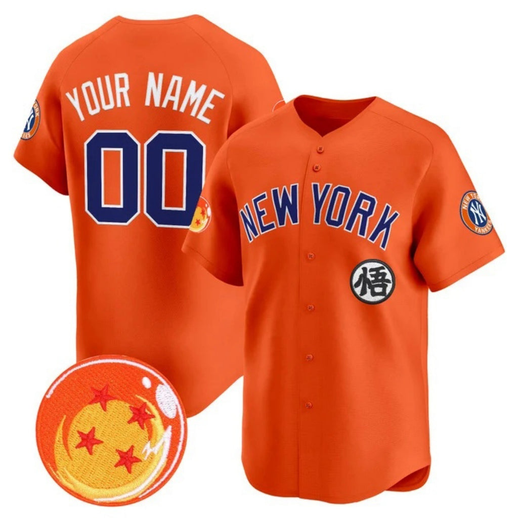 Custom New York Yankees x Dragon Ball Orange Fotopoulosg Vapor Premier Limited Jersey - All Stitched
