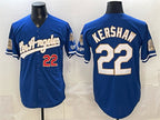 Los Angeles Dodgers #22 Clayton Kershaw Royal Fotopoulosg 2026 Gold Collection 9x & B2B Champs Patch Stitched Jersey