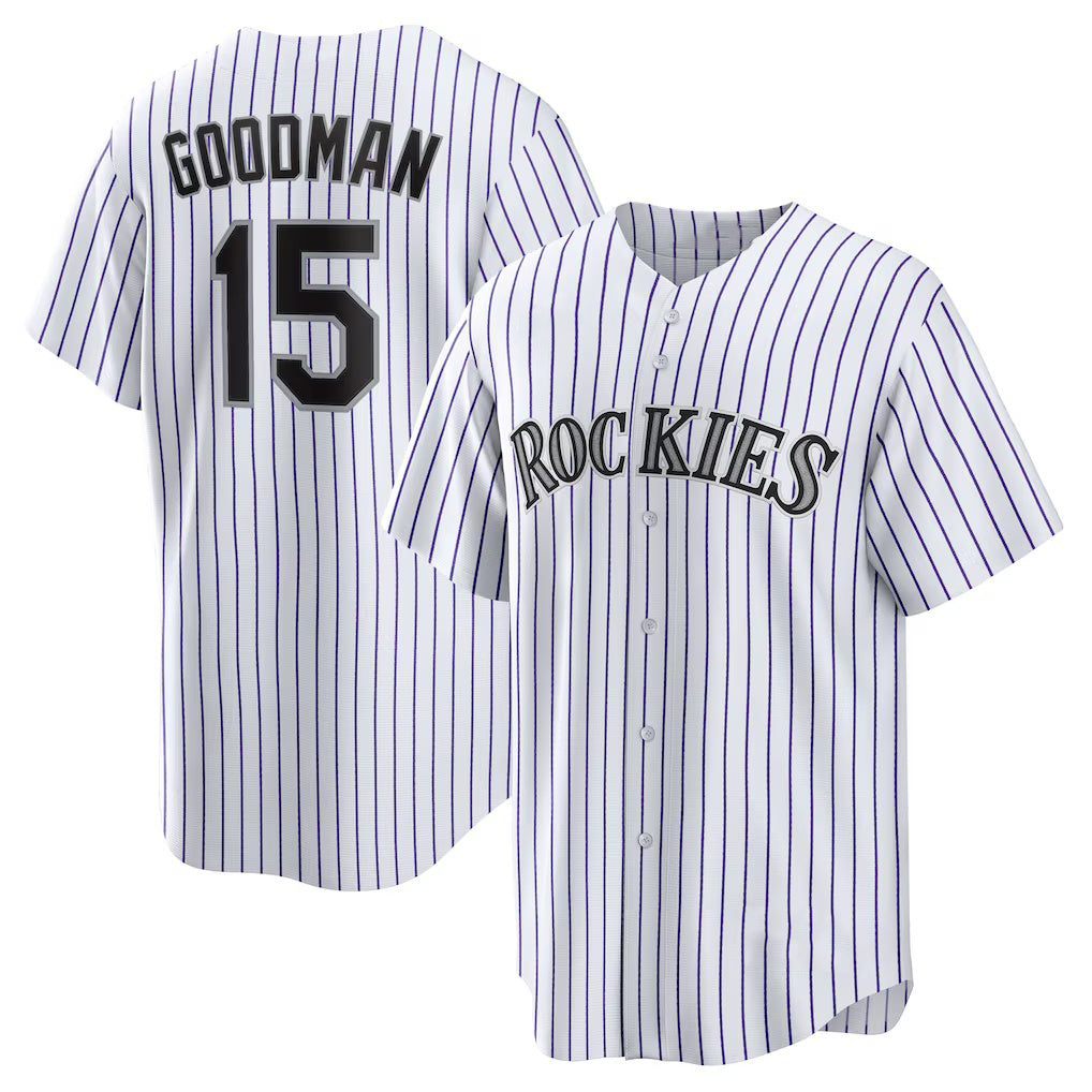 Colorado Rockies #15 Hunter Goodman White Fotopoulosg Home Replica Jersey