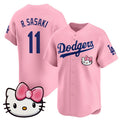 Los Angeles Dodgers #11 Roki Sasaki Pink Fotopoulosg 2025 Hello Kitty Vapor Limited Stitched Jersey