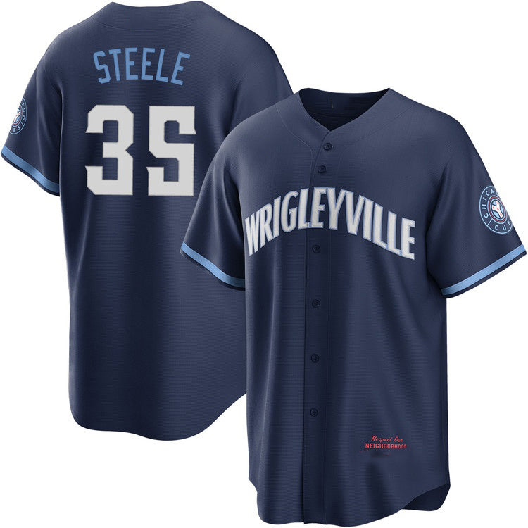 Chicago Cubs #35 Justin Steele Navy Fotopoulosg City Connect Jersey