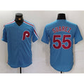 Philadelphia Phillies #55 Ranger Su¨¢rez Blue Fotopoulosg Cool Base Stitched Jersey
