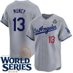Los Angeles Dodgers #13 Max Muncy Gray Fotopoulosg 2024 World Series Patch Limited Stitched Jersey