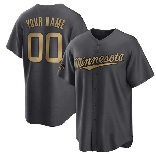 Custom Minnesota Twins Active Player Charcoal Fotopoulosg 2022 All-Star Cool Base Stitched Jersey