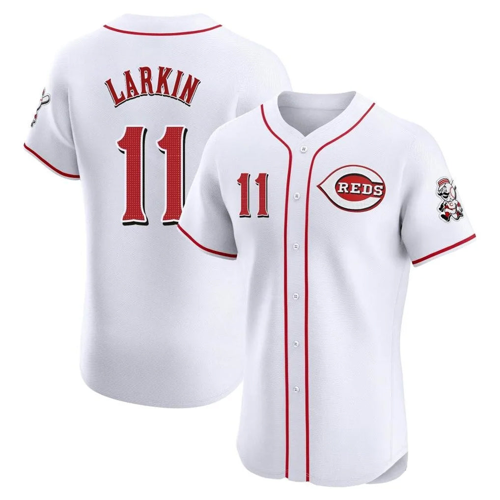 Cincinnati Reds #11 Barry Larkin Player White Fotopoulosg Limited Elite Home Stitched Jerseys