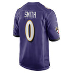 B.Ravens #0 Roquan Smith Purple Fotopoulosg Team Game Jersey