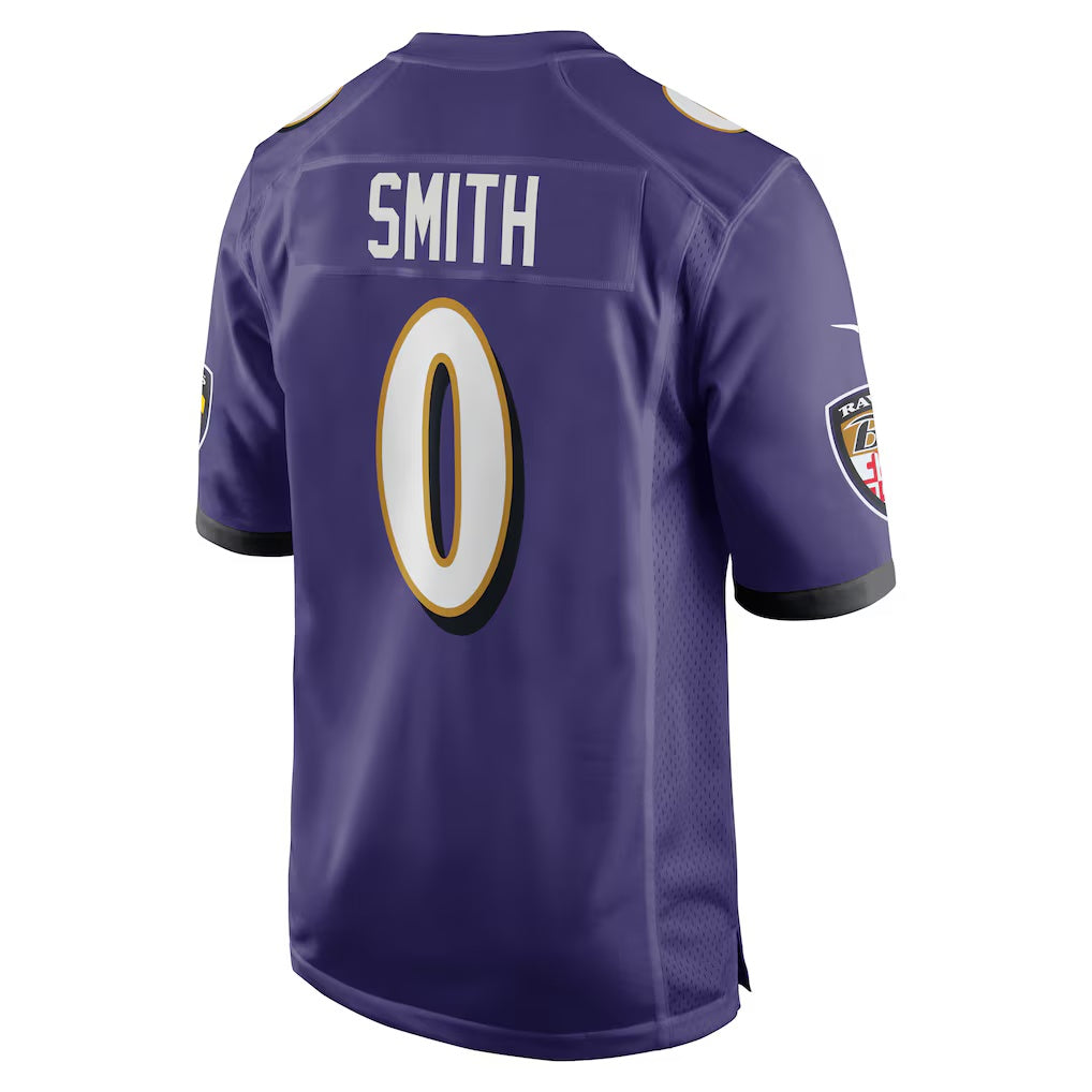 B.Ravens #0 Roquan Smith Purple Fotopoulosg Team Game Jersey