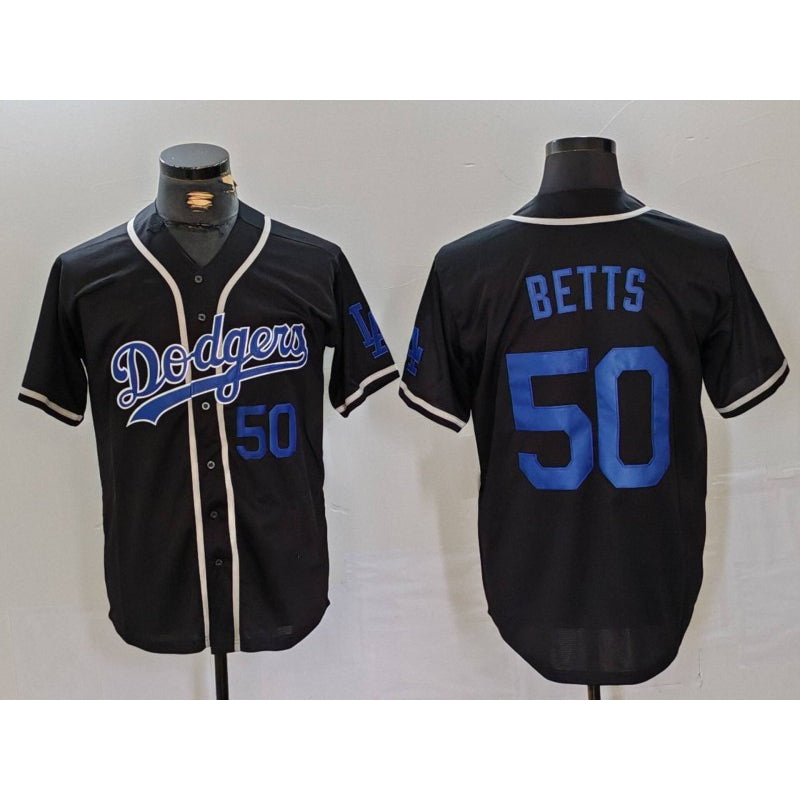 Los Angeles Dodgers #50 Mookie Betts Number Black Fotopoulosg Cool Base With Patch Stitched Jerseys
