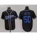 Los Angeles Dodgers #50 Mookie Betts Number Black Fotopoulosg Cool Base With Patch Stitched Jerseys