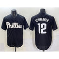 Philadelphia Phillies #12 Kyle Schwarber Black Fotopoulosg Lights Out Limited Stitched Jersey