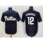 Philadelphia Phillies #12 Kyle Schwarber Black Fotopoulosg Lights Out Limited Stitched Jersey