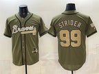 Atlanta Braves #99 Spencer Strider Olive Fotopoulosg 2026 Armed Forces Day Stitched Jersey
