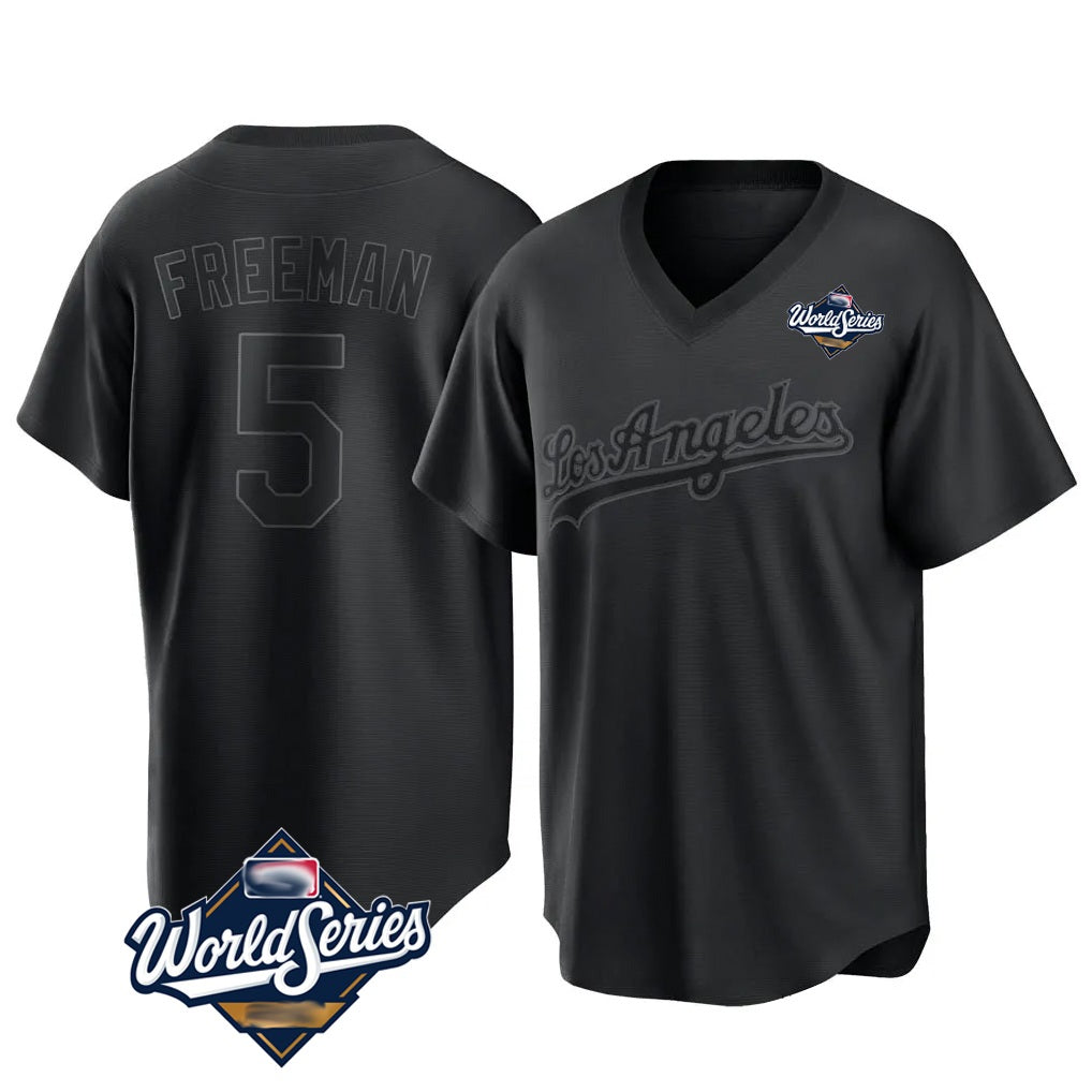 Los Angeles Dodgers #5 Freddie Freeman Player Black Fotopoulosg World Series Pitch Fashion T-shirt Stitched Jerseys