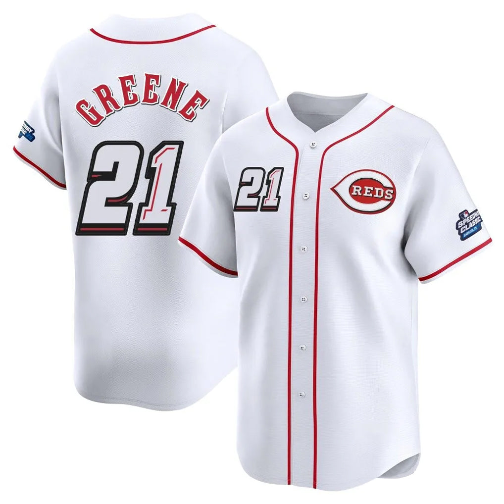 Cincinnati Reds #21 Hunter Greene Player White Fotopoulosg Speedway Classic Home Limited Stitched Jerseys