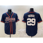 Detroit Tigers #29 Tarik Skubal Navy Fotopoulosg With Patch Cool Base Stitched Jersey