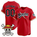 Custom Miami Marlins x One Piece Red Fotopoulosg Vapor Premier Limited Jersey - Stitched