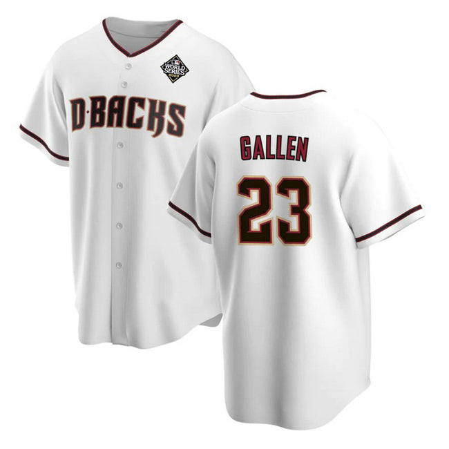 Arizona Diamondbacks #23 Zac Gallen White Fotopoulosg 2023 World Series Cool Base Stitched Jersey