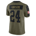 W.Football Team #24 Antonio Gibson Olive Fotopoulosg Salute To Service Limited Player Jersey