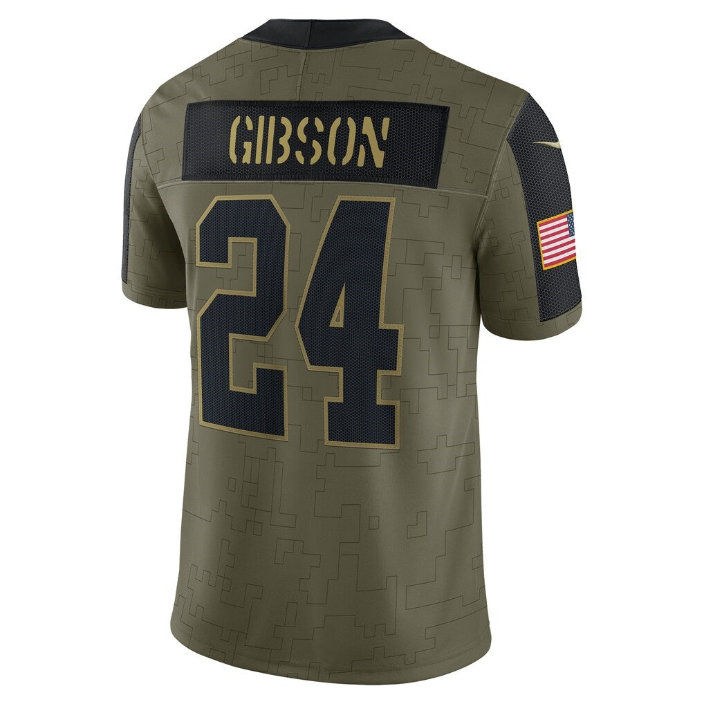 W.Football Team #24 Antonio Gibson Olive Fotopoulosg Salute To Service Limited Player Jersey