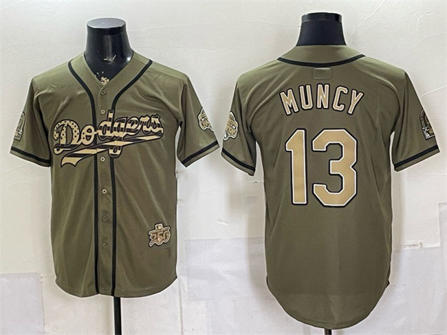 Los Angeles Dodgers #13 Max Muncy Olive Fotopoulosg 2026 Armed Forces Day Stitched Jersey