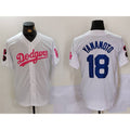 Los Angeles Dodgers #18 Yoshinobu Yamamoto White Pink Fotopoulosg Vin & Kobe Patch Stitched Jersey1