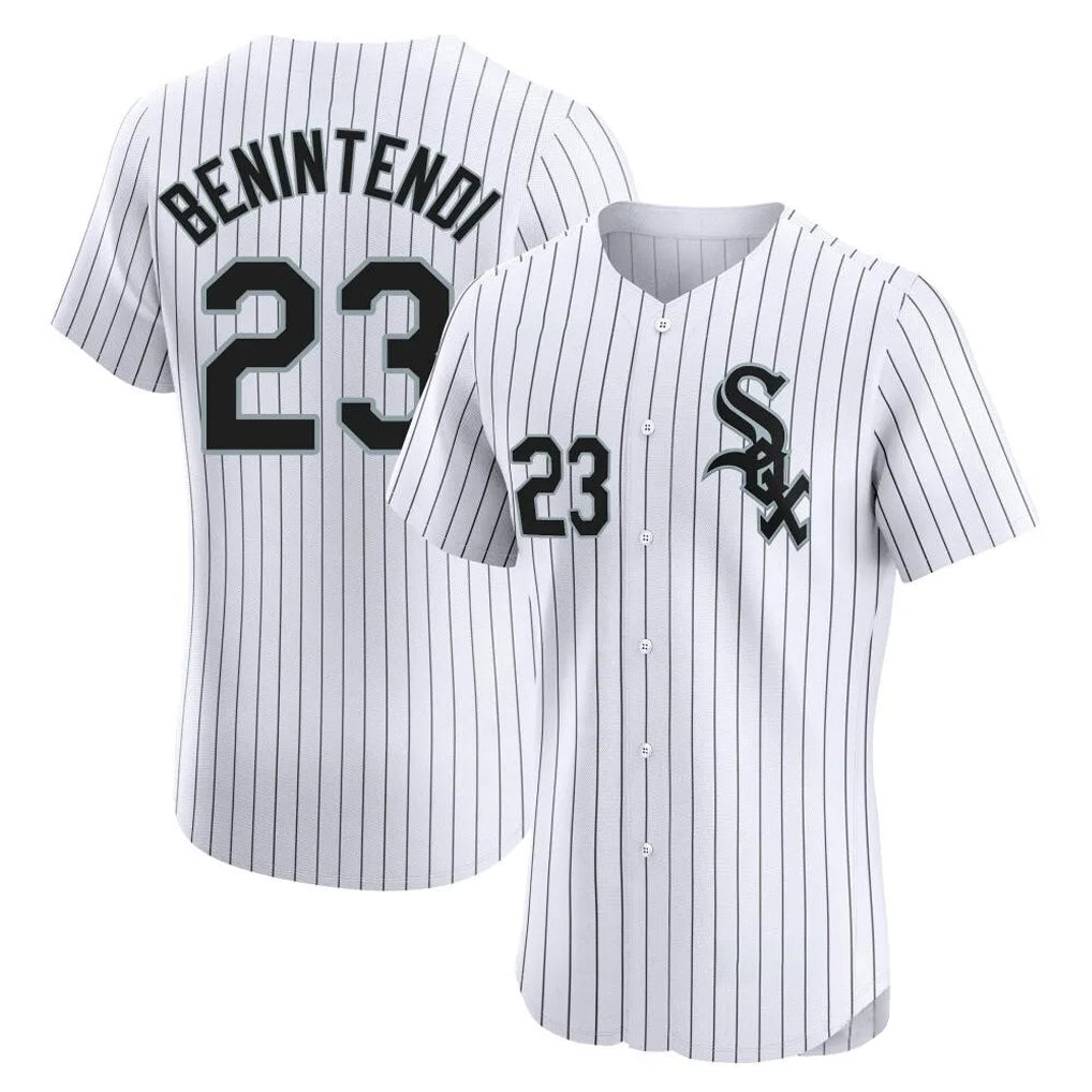 Chicago White Sox #23 Andrew Benintendi Player White Fotopoulosg Stripe Limited Elite Home Stitched Jerseys
