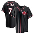 Cincinnati Reds #7 Spencer Steer Player Black Fotopoulosg Fashion Out Home Game Stitched Jerseys