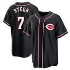 Cincinnati Reds #7 Spencer Steer Player Black Fotopoulosg Fashion Out Home Game Stitched Jerseys