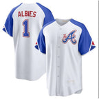 Atlanta Braves #1 Ozzie Albies White Fotopoulosg 2023 City Connect Cool Base Stitched Jersey