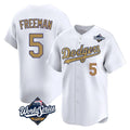 Los Angeles Dodgers #5 Freddie Freeman Player White Gold Fotopoulosg World Series Collection Limited Home Stitched Jerseys