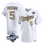 Los Angeles Dodgers #5 Freddie Freeman Player White Gold Fotopoulosg World Series Collection Limited Home Stitched Jerseys