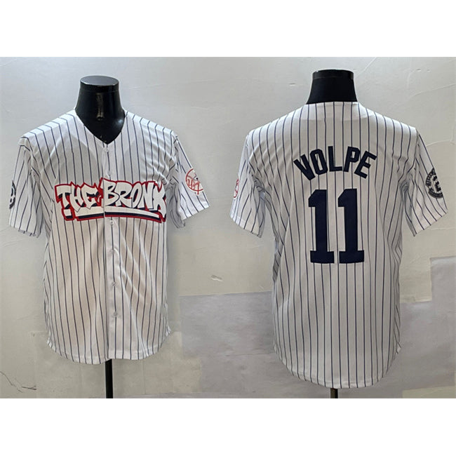 New York Yankees #11 Anthony Volpe White Fotopoulosg Bronx Graffiti Vapor Limited Stitched Jersey