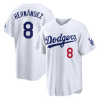 Los Angeles Dodgers #8 Enrique Hern¨¢ndez Player White Fotopoulosg Home Game Stitched Jerseys