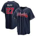Atlanta Braves #27 Austin Riley Navy Fotopoulosg Alternate Replica Jersey