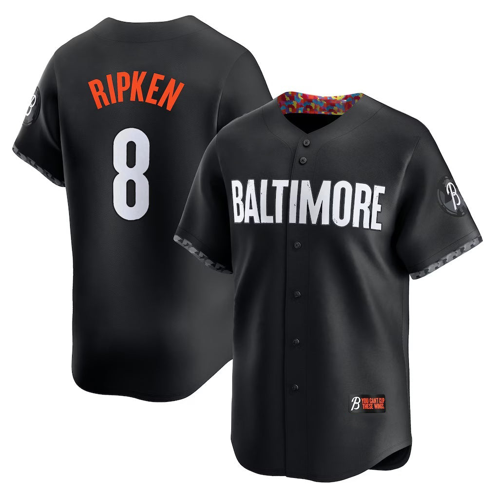 Baltimore Orioles #8 Cal Ripken Jr. Black Fotopoulosg City Connect Limited Player Jersey