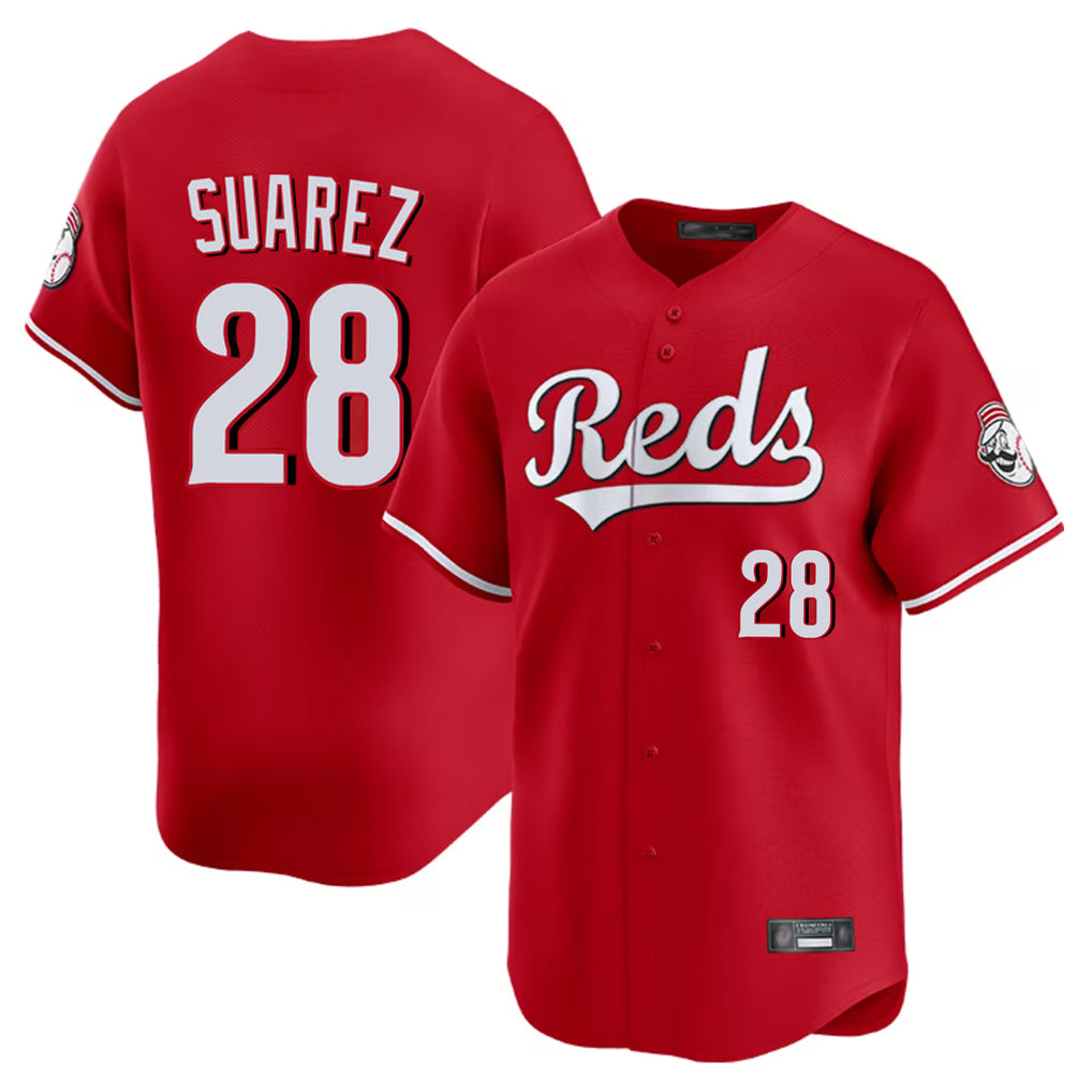 Cincinnati Reds #28 Eugenio Su¨¢rez Player Red Fotopoulosg Home Limited Stitched Jerseys