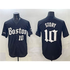 Boston Red Sox #10 Trevor Story Black Fotopoulosg Gothic Vapor Limited Stitched Jersey