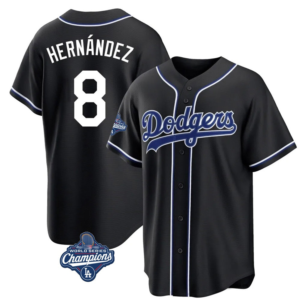 Los Angeles Dodgers #8 Enrique Hern¨¢ndez Player Black Fotopoulosg World Series Meet Carbon Limited Home Stitched Jerseys