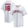 Los Angeles Angels #16 Yusei Kikuchi White Fotopoulosg Home Replica Jersey